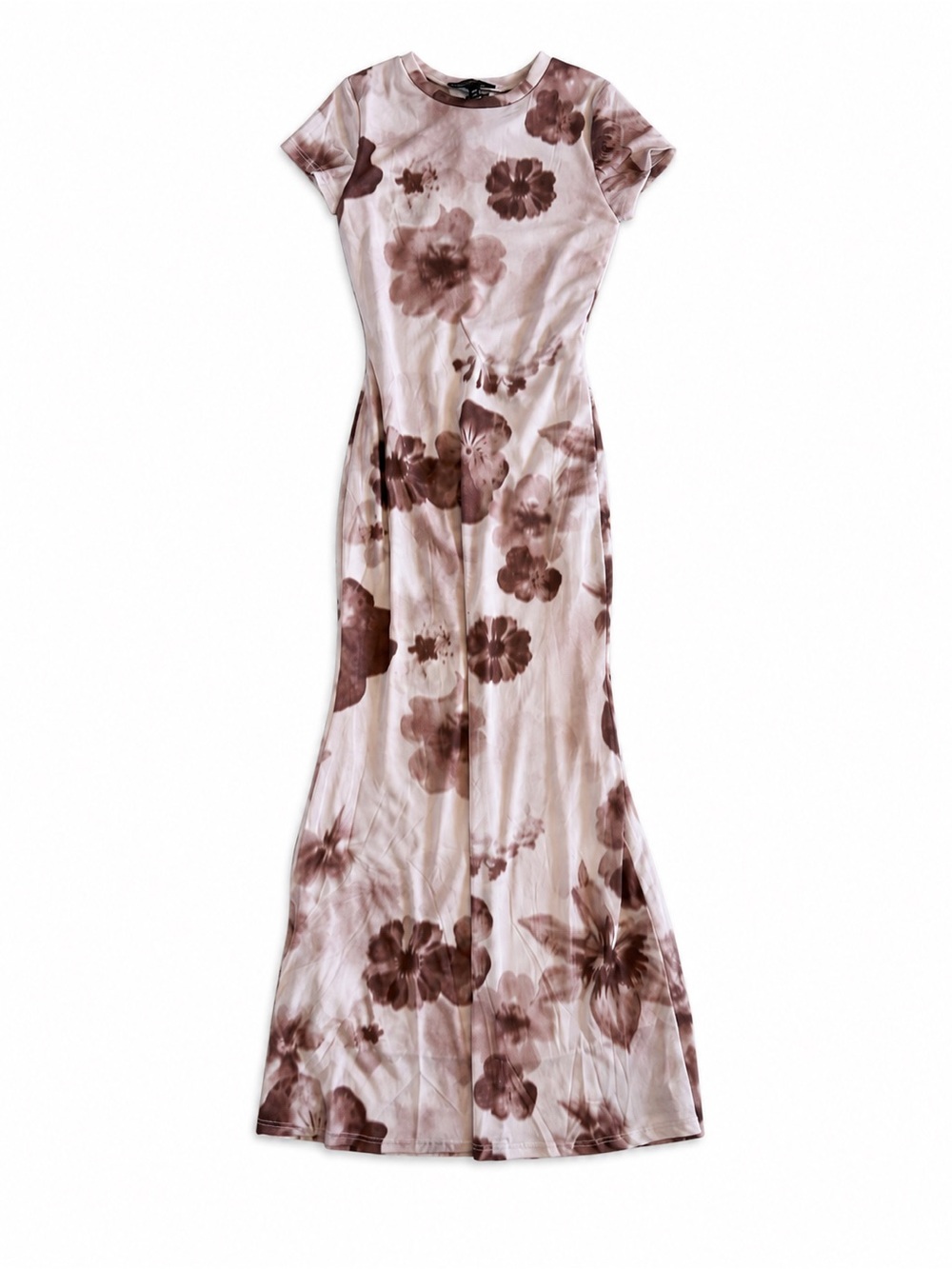 See You Monday Floral Mesh Maxi Dress XS Nude/Brown NWT